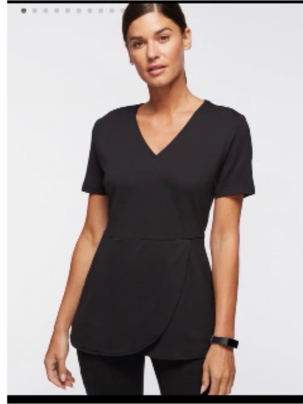 Jaanuu Black V‑Neck Short Sleeve Tunic Top